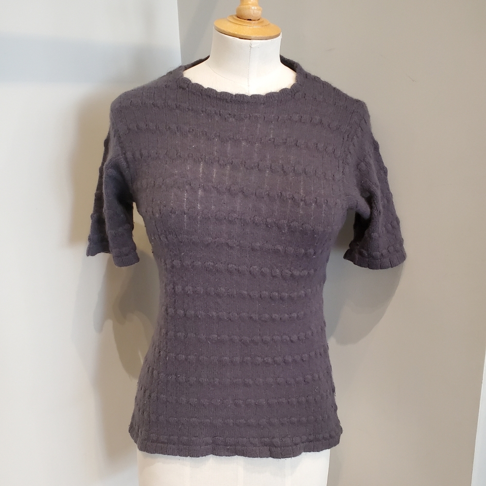 LAINEY KEOGH GRAY SHORT SLEEVE SWEATER